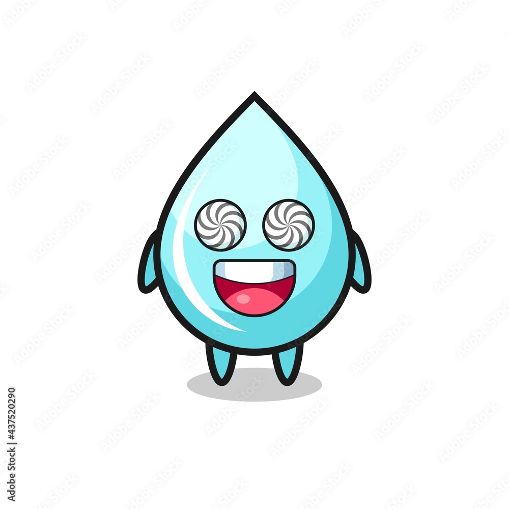 cute water drop character with hypnotized eyes cute water drop character with hypnotized eyes