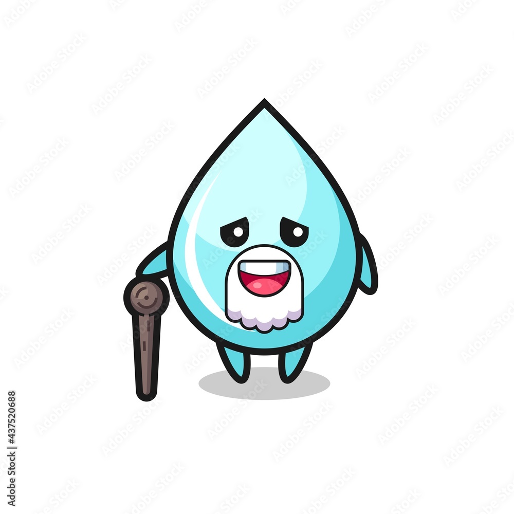 cute water drop grandpa is holding a stick cute water drop grandpa is holding a stick