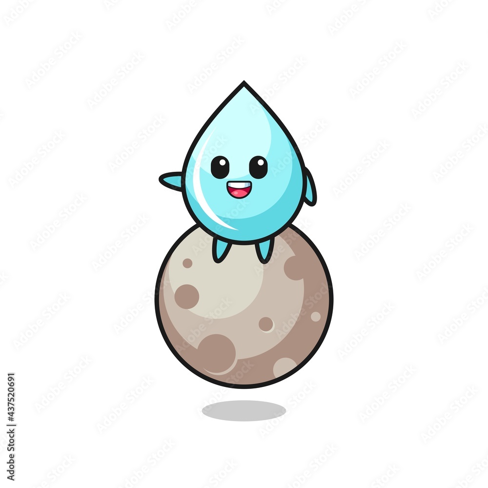 illustration of water drop cartoon sitting on the moon illustration of water drop cartoon sitting on the moon