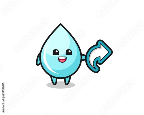 cute water drop hold social media share symbol