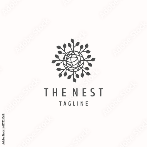Nest floral leaf nature logo icon design template vector