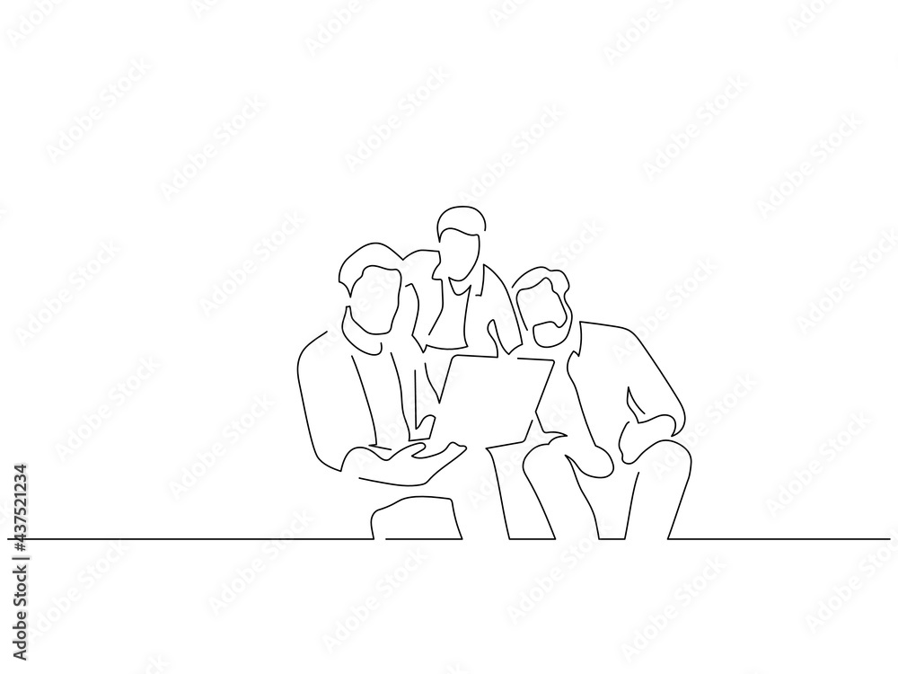 Teamwork line drawing, vector illustration design.