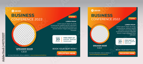 Business Conference live webinar banner invitation and social media post template. Business webinar invitation design. Vector EPS 