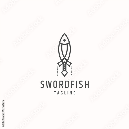 Fish with sword shape logo icon design template vector