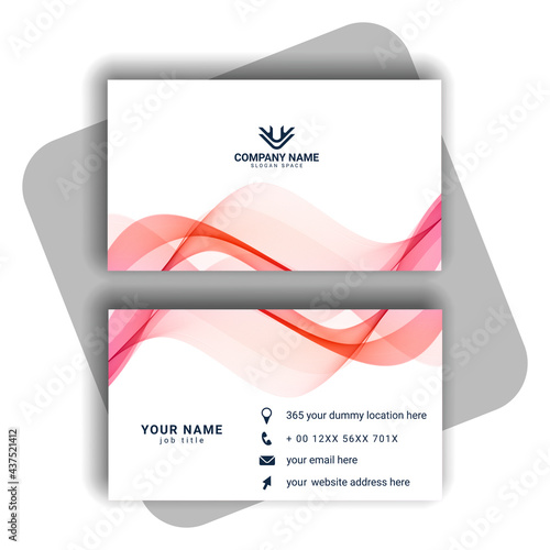 colorful modern business card design with wavy shape