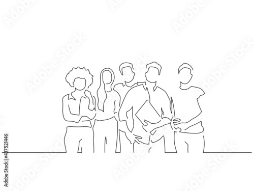 Teamwork line drawing, vector illustration design.