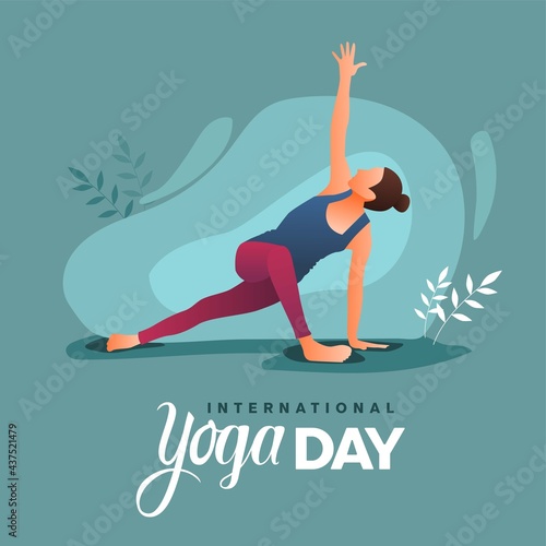 international yoga day. yoga body posture. Woman practicing yoga. vector illustration design