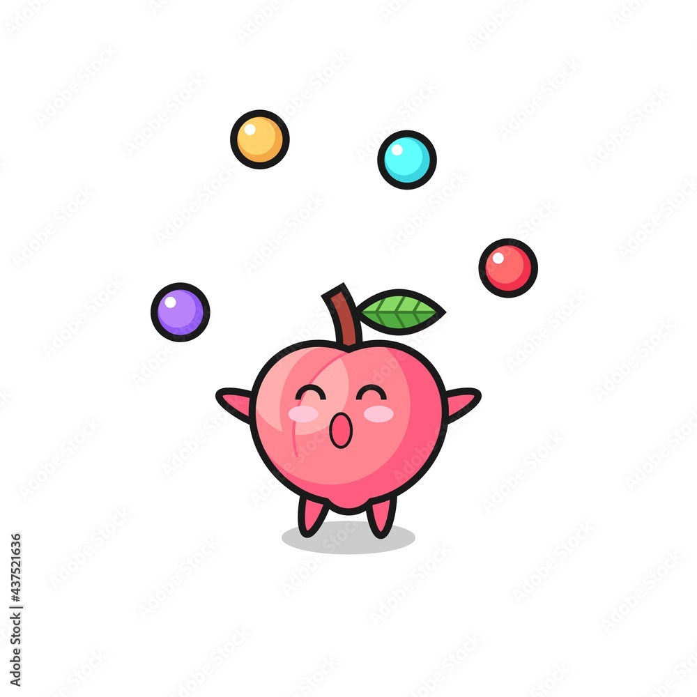 Fototapeta premium the peach circus cartoon juggling a ball