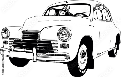 Vector image of  retro car at the 50s of the 20th century