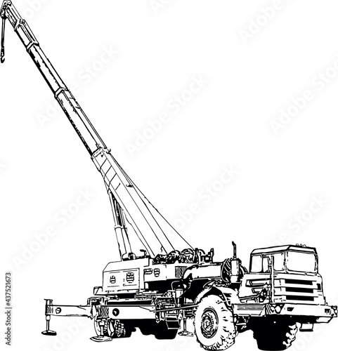 Vector image of an industrial truck crane