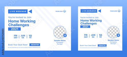 Business Conference live webinar banner invitation and social media post template. Business webinar invitation design. Vector EPS	
