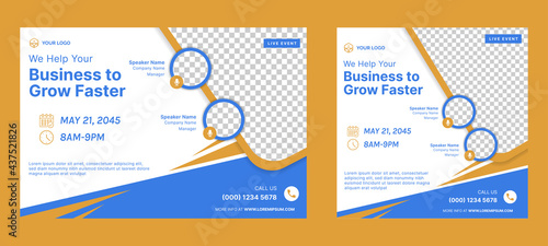 Business Conference live webinar banner invitation and social media post template. Business webinar invitation design. Vector EPS	