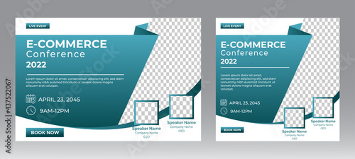 Business Conference live webinar banner invitation and social media post template. Business webinar invitation design. Vector EPS	