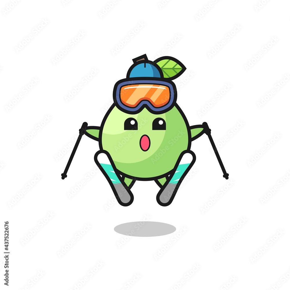 Fototapeta premium guava mascot character as a ski player