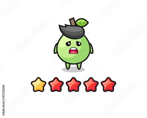 the illustration of customer bad rating, guava cute character with 1 star © heriyusuf