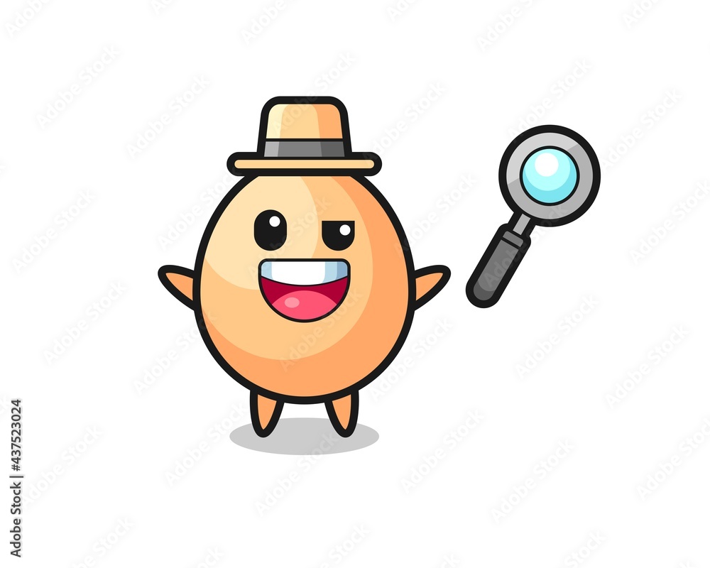 illustration of the egg mascot as a detective who manages to solve a case