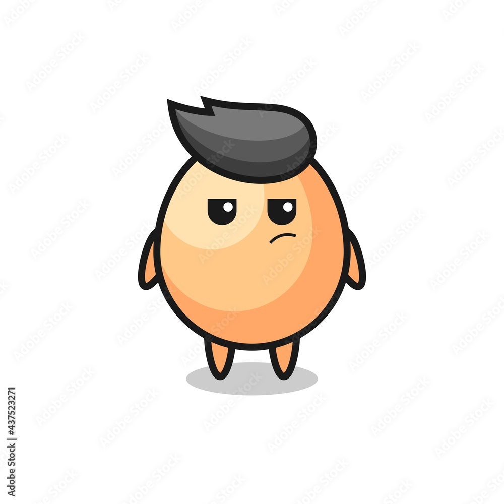 cute egg character with suspicious expression