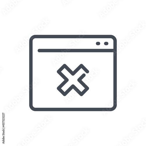 Cancel website and delete web page line icon. Cancellation and rejection online web hosting vector outline sign.