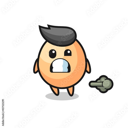 the illustration of the egg cartoon doing fart