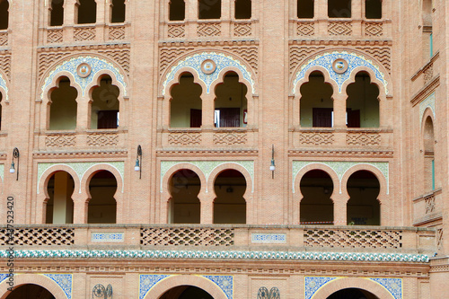 Facade of the bull fighting arena in Madrid, Spain. Arabic neo mudejar style decoration photo