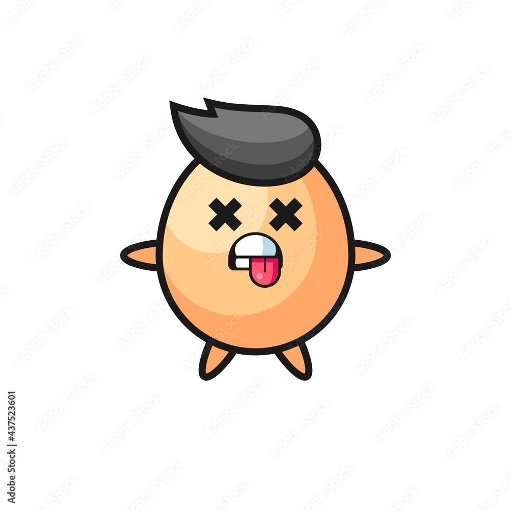 character of the cute egg with dead pose character of the cute egg with dead pose
