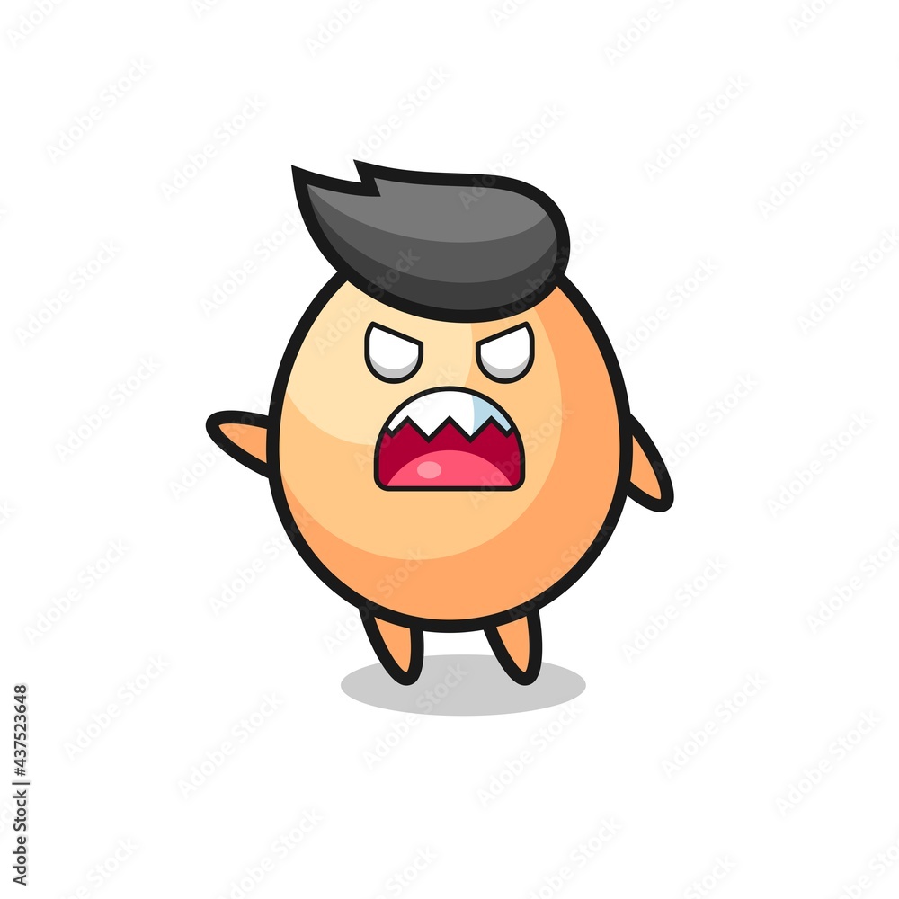cute egg cartoon in a very angry pose