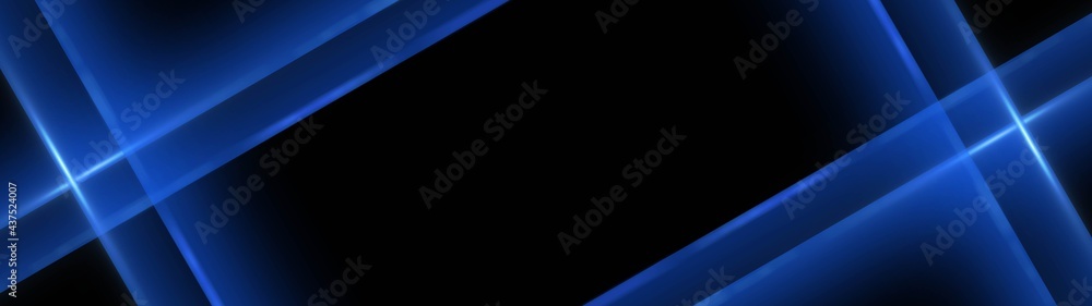 Abstract modern background with crossed tapes around place for your text - blue on black - 3D Illustration Abstract modern background with crossed tapes around place for your text - blue on black - 3D Illustration