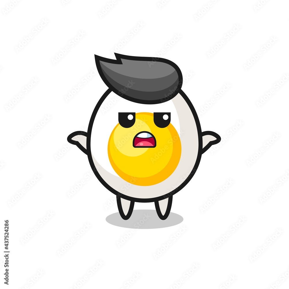 boiled egg mascot character saying I do not know