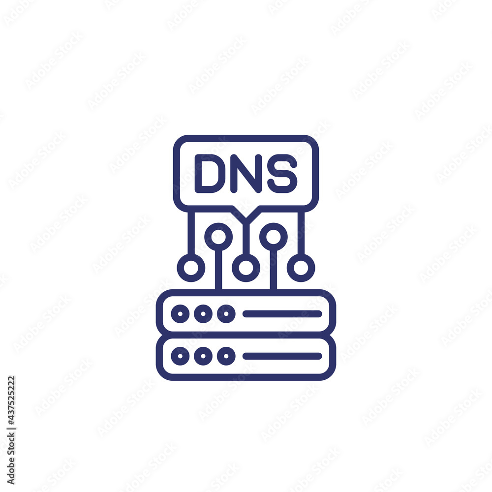 DNS line icon on white DNS line icon on white