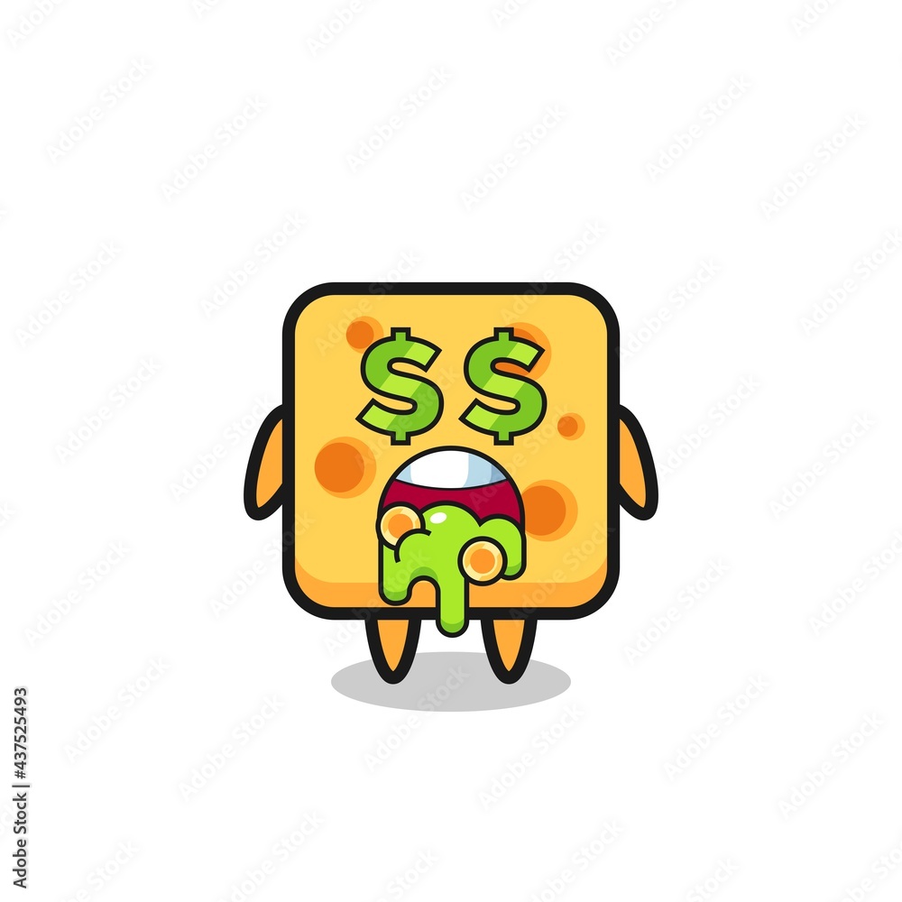 cheese character with an expression of crazy about money cheese character with an expression of crazy about money