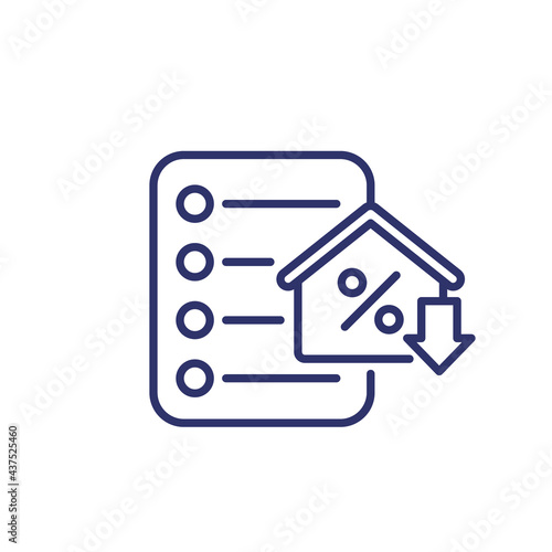 mortgage refinance, house loan line icon