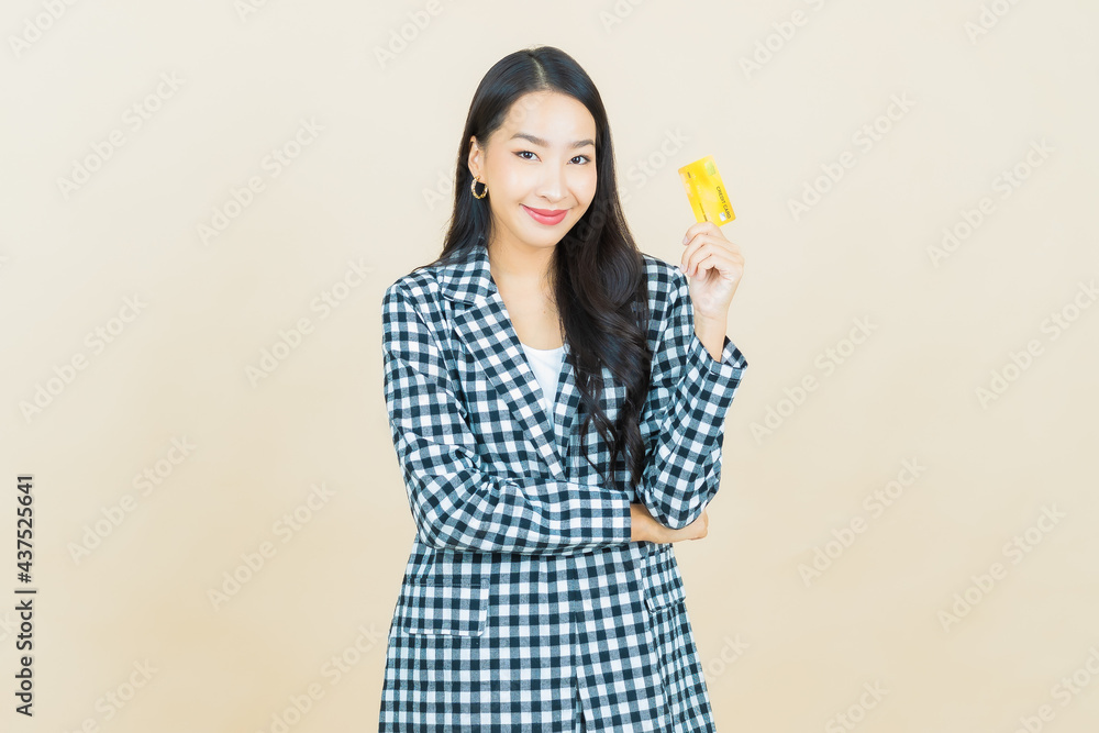 Portrait beautiful young asian woman smile with credit card Portrait beautiful young asian woman smile with credit card