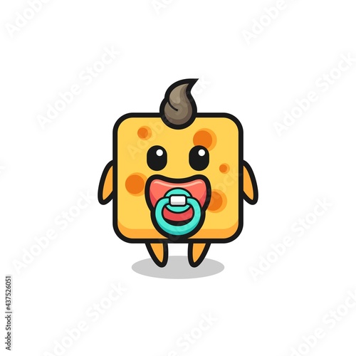baby cheese cartoon character with milk bottle