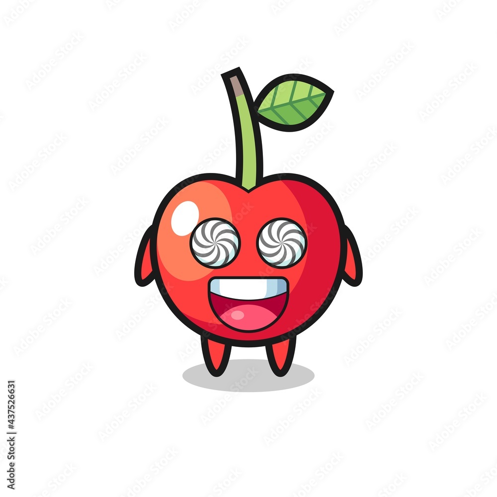 cute cherry character with hypnotized eyes cute cherry character with hypnotized eyes