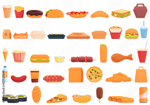 Take away food and drinks icon. Cartoon of take away food and drinks vector icon for web design isolated on white background