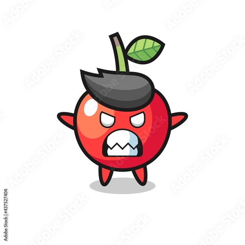 wrathful expression of the cherry mascot character