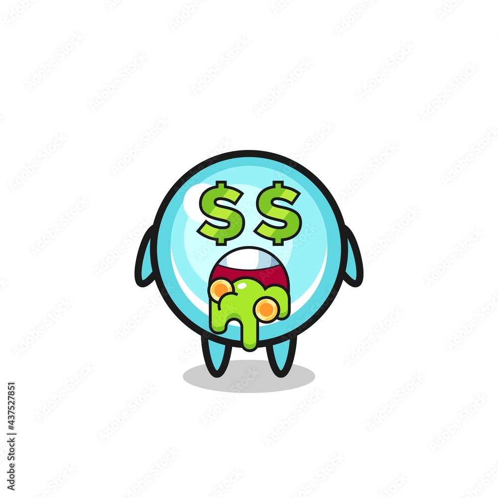 bubble character with an expression of crazy about money bubble character with an expression of crazy about money