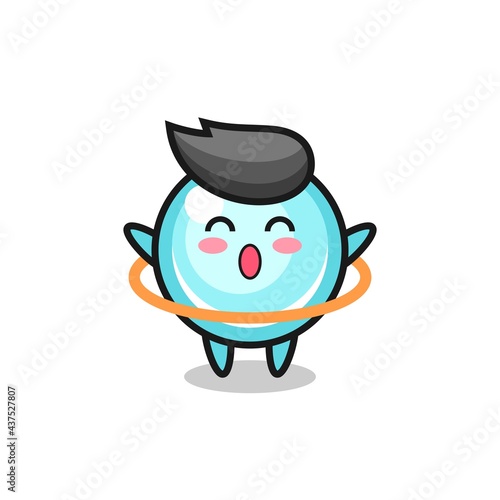cute bubble cartoon is playing hula hoop