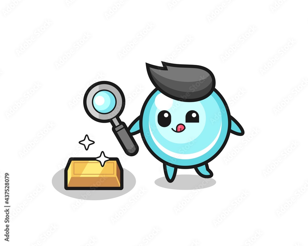 bubble character is checking the authenticity of the gold bullion bubble character is checking the authenticity of the gold bullion