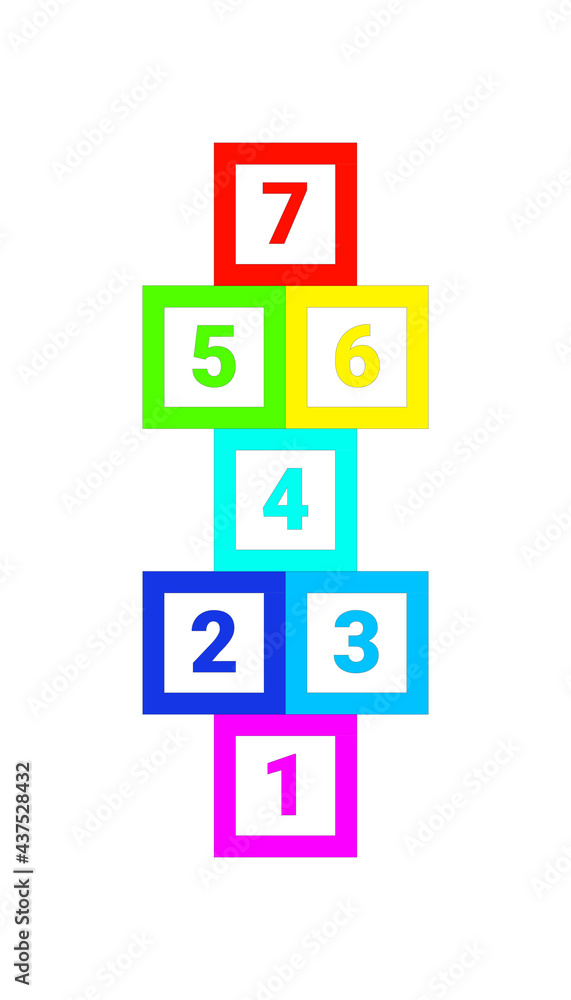 Hopscotch. Children's game 'classes' colored with numbers. Vector illustration Hopscotch. Children's game 'classes' colored with numbers. Vector illustration