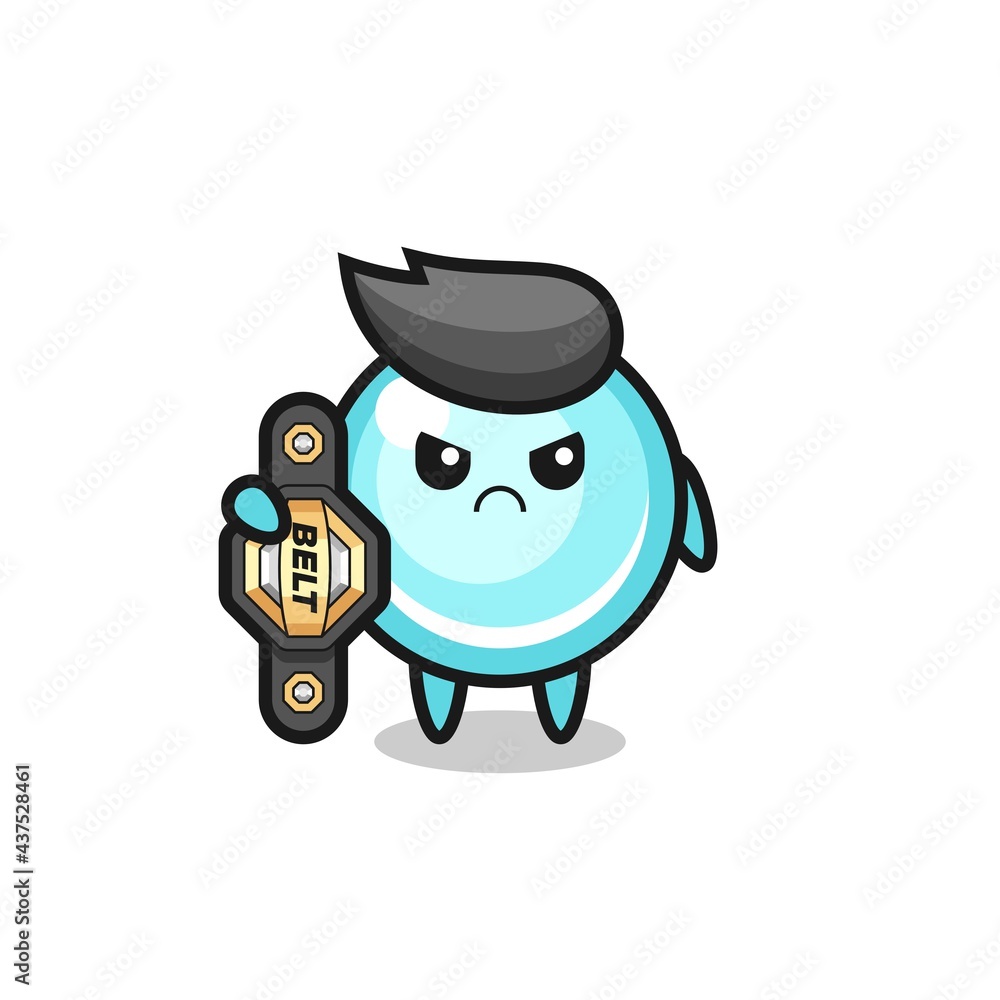 bubble mascot character as a MMA fighter with the champion belt