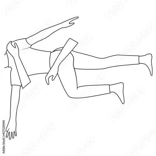 Massage. Yumeiho therapy line. Instructions for performing massage techniques, stretching the back muscles and rotating the spine. Simple vector illustration for physical therapy guidelines, websites.
