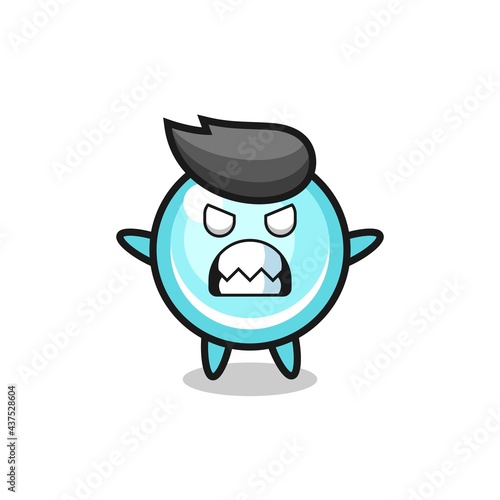 wrathful expression of the bubble mascot character