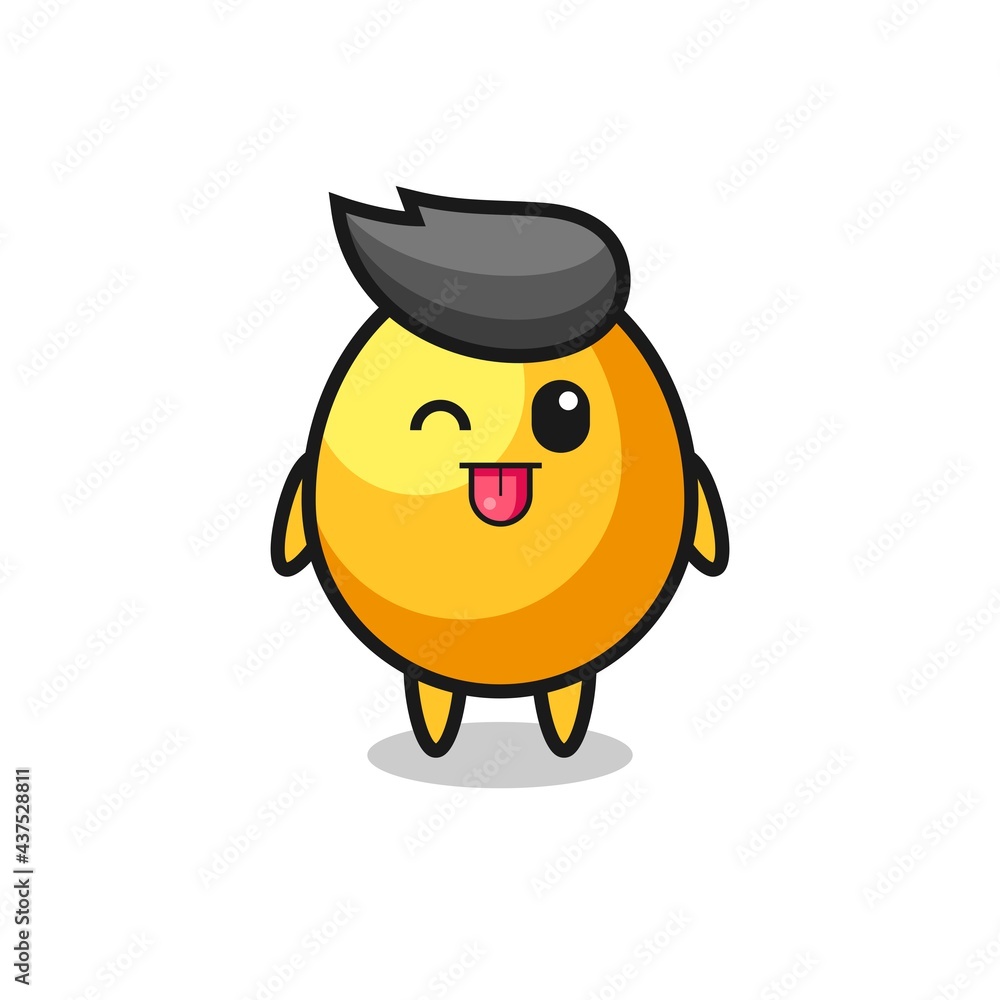 cute golden egg character in sweet expression while sticking out her tongue cute golden egg character in sweet expression while sticking out her tongue