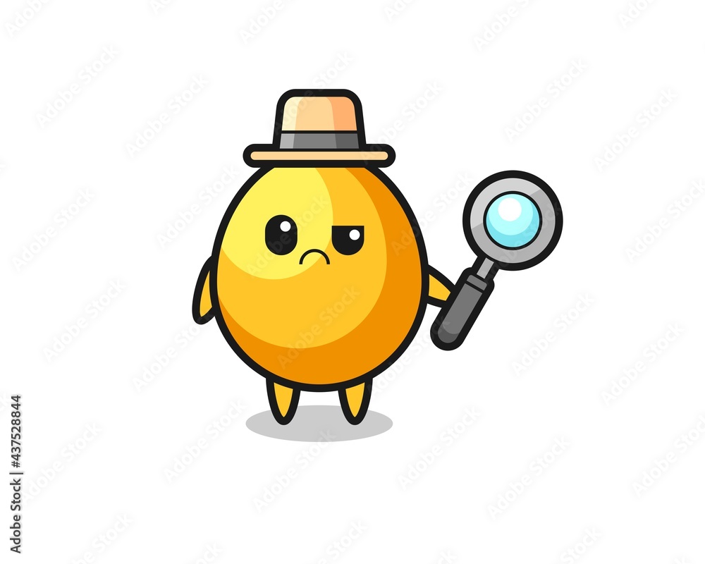 the mascot of cute golden egg as a detective the mascot of cute golden egg as a detective