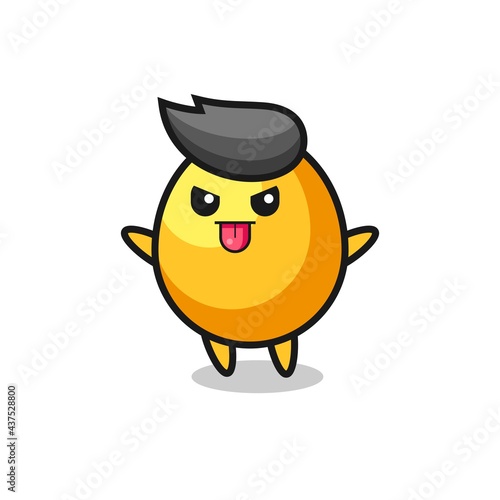 naughty golden egg character in mocking pose