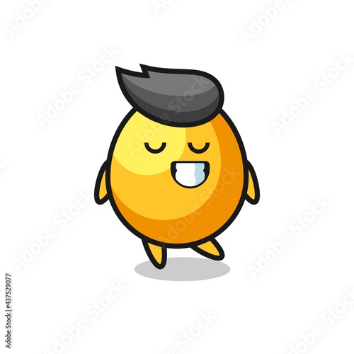 golden egg cartoon illustration with a shy expression © heriyusuf
