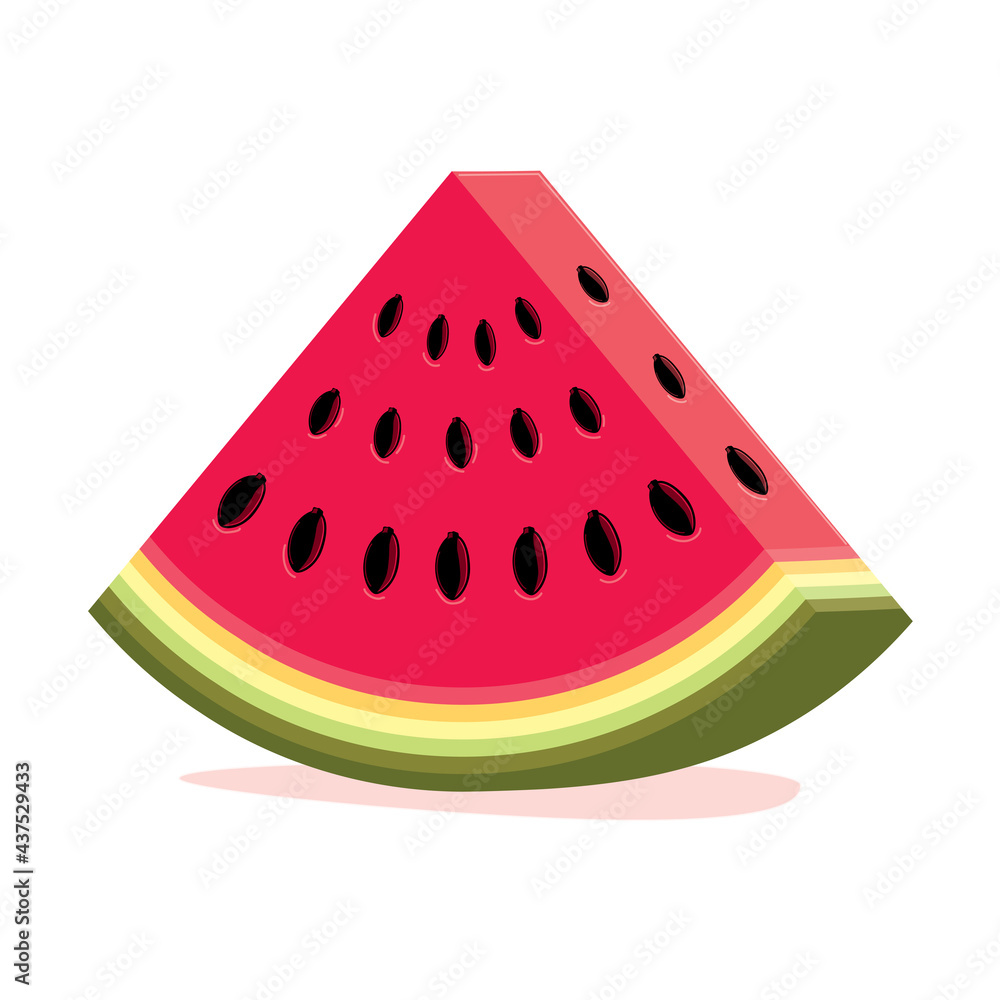 Pink watermelon slice with seeds icon on white background Pink watermelon slice with seeds icon on white background