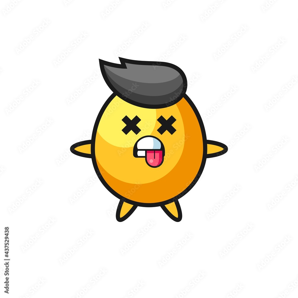 character of the cute golden egg with dead pose