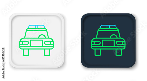 Line Police car and police flasher icon isolated on white background. Emergency flashing siren. Colorful outline concept. Vector